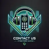 Contact Streetside Gaming graphic with a headset, phone and message icon