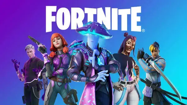 Fortnite promotional artwork featuring five colourful game characters