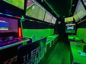 Gaming bus party in Colchester Essex with 16 players gaming bus in colchester streetside gaming bus essex