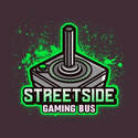 Streetside Gaming Bus logo with a green joystick on a dark background