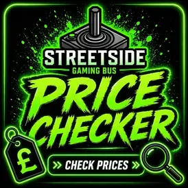 Streetside Gaming Bus Price Checker graphic with joystick and Check Prices button