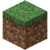Minecraft grass block with green grass and pixelated brown soil